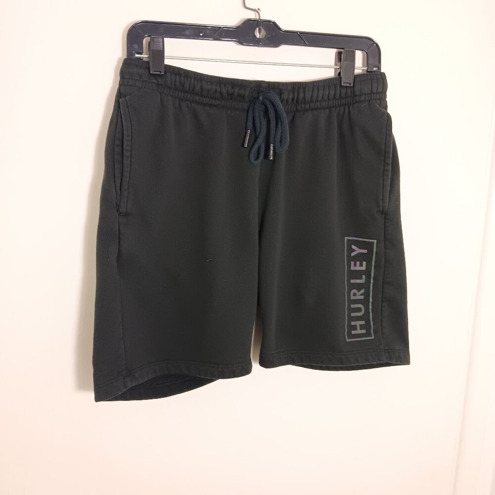 Hurley black  fleece lounge shorts  reflective logo athllesure skate  men M